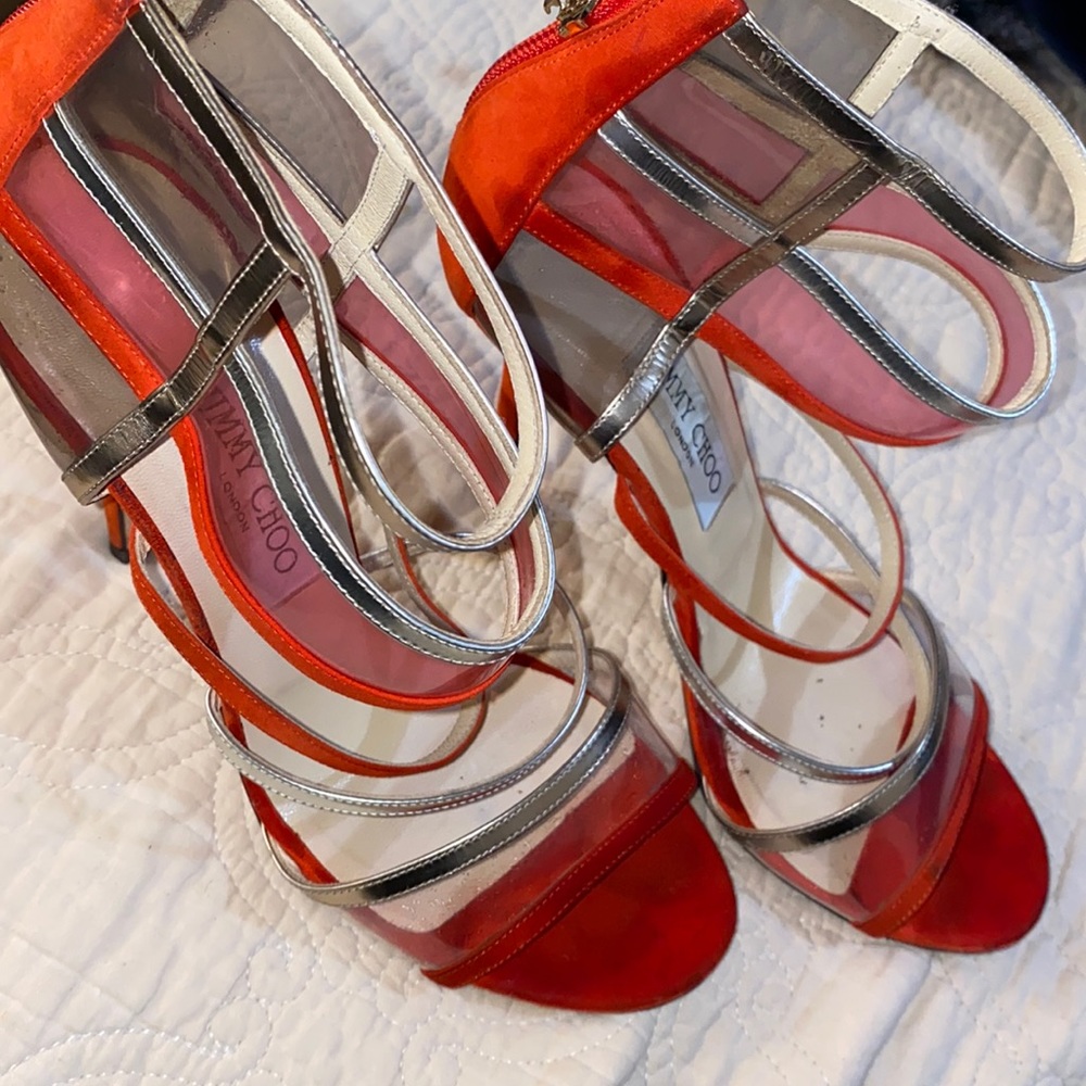 Orange gold and silver color jimmy choo. Used.